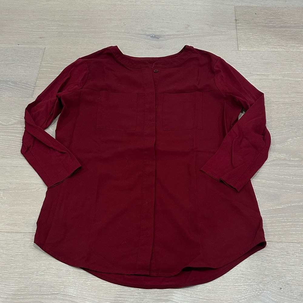 Van Heusen Deep Red Long Sleeve Blouse